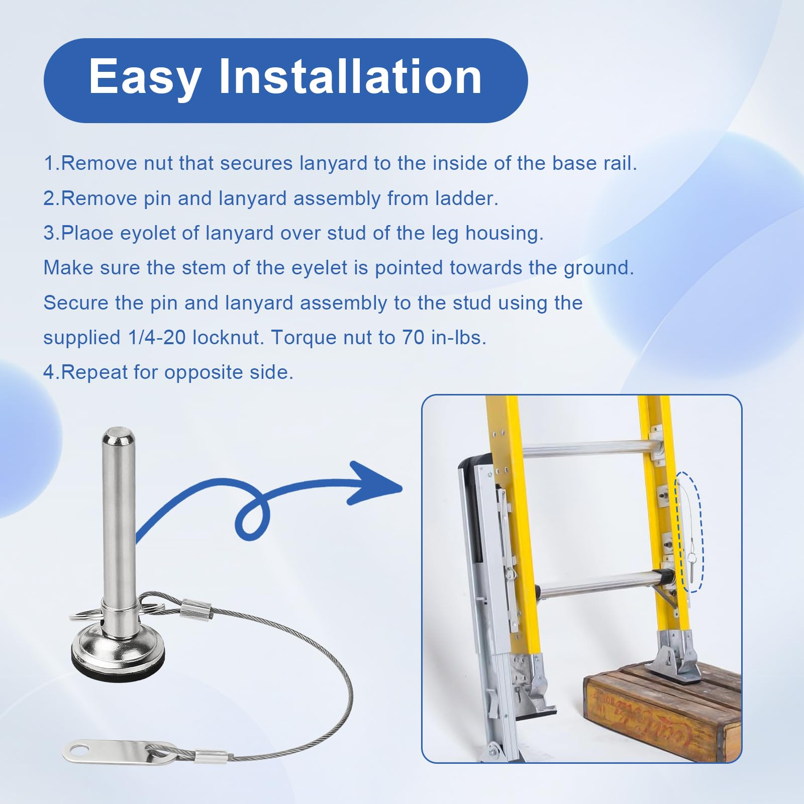 GRONGU 36-44 Extension Ladder Pin Replacement Kit Compatible with